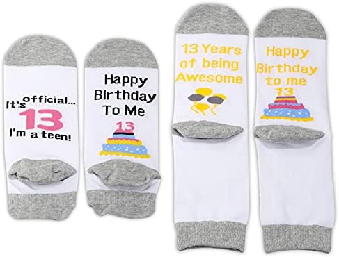 MBMSO Щастливи Подаръци за 13-ия Рожден Ден, 2 Чифта Чорапи за 13-ия Рожден Ден на Забавни Подаръци на 13 години