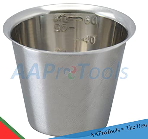 Медицински чашка AAProTools с класификация от неръждаема стомана, 2 унция. Предотвратява развитието на бактерии. Мерителна