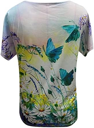 Блузи с къс ръкав за Момичета, Лято-Есен, Дълбоко Деколте, Градиент на Пеперуда, Графични Блузи, Тениски, Женски