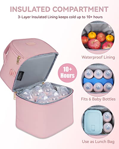 Чанта-хладилник за кърма с лед, Изолирано Чанта за бебешки бутилки с капацитет 6 бебешки бутилки с обем до 9 грама,