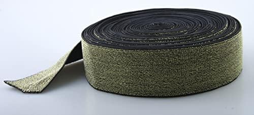 МАХАВИМОКСА ширина 25 мм/1, 3 ярд, мека лъскава дъвка за шиене, занятие, занаят (сребристо черно)