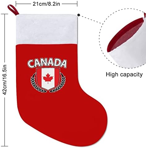 Коледни Чорапи с Кленов Лист, Флаг на Канада, Червени Кадифени Чорапи с Бял Пакет шоколадови Бонбони, Коледни Украси и