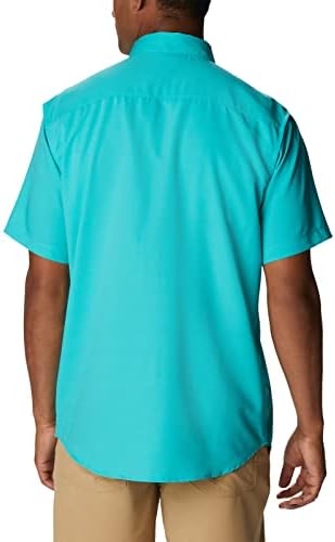 Однотонная Риза Columbia Men ' s Utilizer II с Къс ръкав, Влагоотводящая, Солнцезащитная Тъмно Коралови