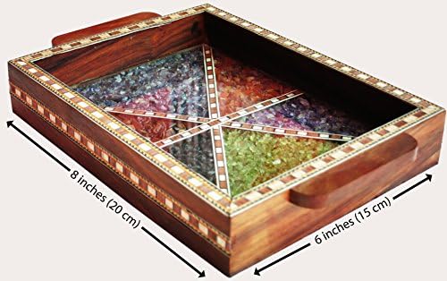 Сервировочный табла ръчна изработка, направени от декоративни скъпоценен камък с изображение, под формата