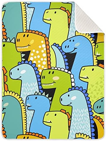 Пеленальное Одеяло със Забавни Динозаври, Памучно Одеало за Бебета, Като Юрган, Леко Меко Пеленальное Одеало
