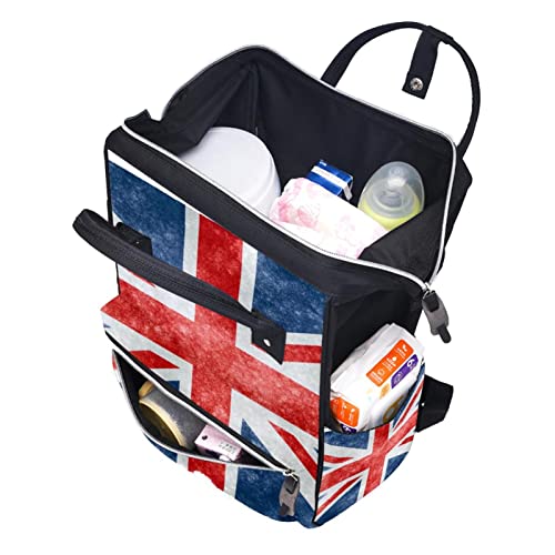 Чанти-Тоут за Памперси с Флага на Великобритания, Раница за Мумии, Чанта за Пелени с Голям Капацитет, Пътна Чанта за Грижа