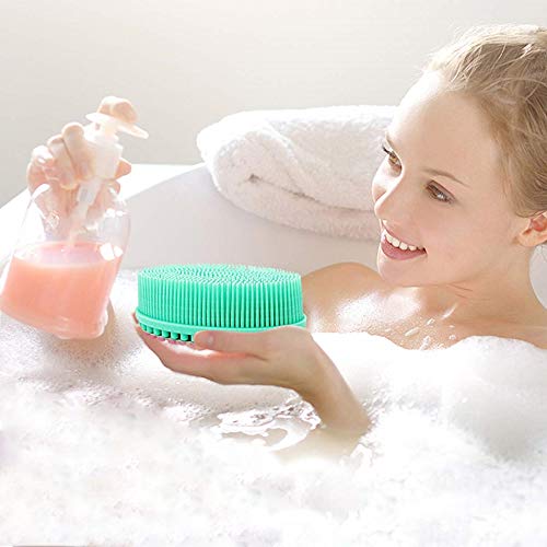 GBSTORE 1 бр. зелена отшелушивающая силиконовата четка за душ за тяло, лесно за почистване, добре пяна, екологично чиста,