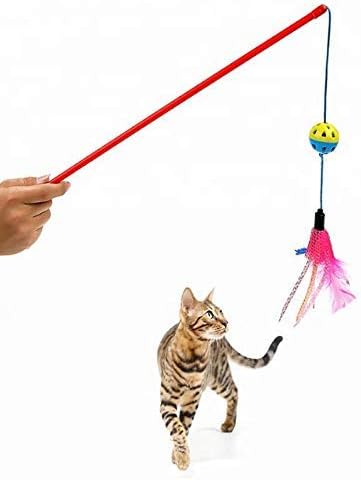 Комбинирана играчка за котки Кики N Pooch | Пръчка с пера | Играчка за улов на мишки се движат - Комбинация от 2