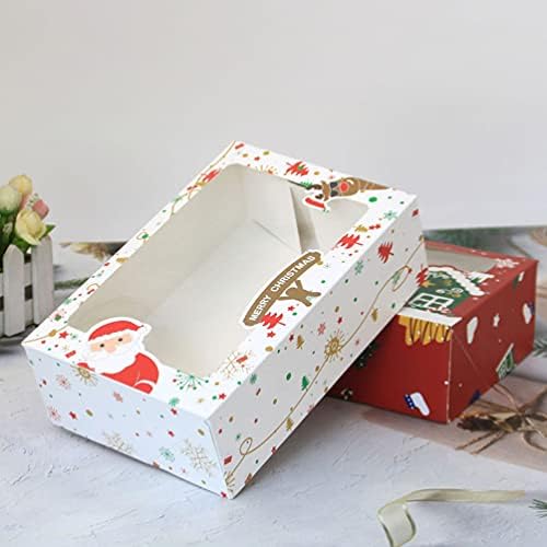 Подарък Кутия за Бонбони KESYOO 12 бр., Коледни Кутии За Бисквити с Прозорец, Коледни Кутии За Съхранение