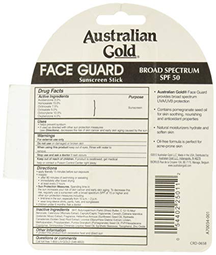 Защита за лице Australian Gold SPF 50 +, 0,5 Мл (опаковка от 2 броя)
