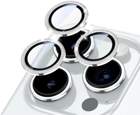 KAEZDD 3 бр. За iPhone 14 Pro 6,1 инча /14 Pro Max 6,7 инча, Защитно фолио за обектива на камерата, в комплект с закалено стъкло, украсен с диаманти, за iPhone 14 Pro Max /14 Pro [идеален] - Diamond Black