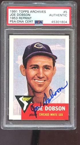1991 Topps Archives 19535 Бейзболна картичка Джо Добсона с Автограф Auto PSA / DNA COA - Снимки на MLB с автограф