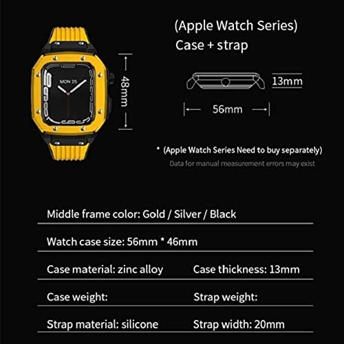 XNWKF за Apple Watch Band Series 7 Мъжки корпус за часа от сплав 44 мм 42 мм 45 мм Луксозни Метални, Гумени Аксесоари