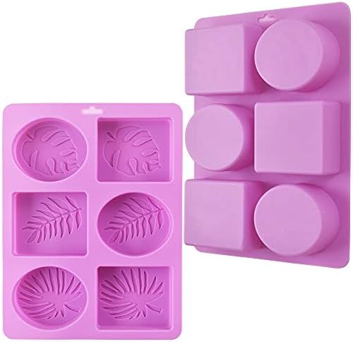 Правоъгълна и Овална Силиконова форма за сапун ionEgg с шарени Листа, опаковка от 2 броя