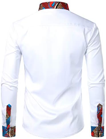 ZEROYAA Мъжки Ризи с Хипстерским Лоскутным дизайн Slim Fit с дълъг ръкав и яка-часова копчета ZEROYAA