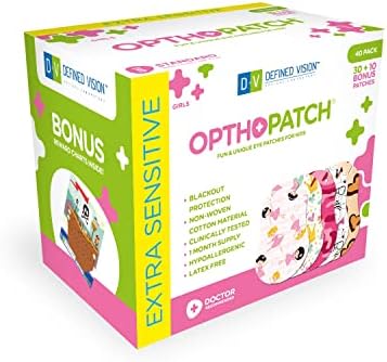 Детски превръзки за очи Opthopatch - Дизайн Забавни Момичета [Поредица I] - 30 + 10 бонус хипоалергенни памучни чалми