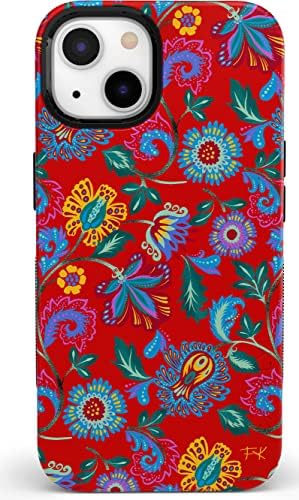 Стилен калъф за iPhone 14 | С боядисани цветя | Жена калъф с цветен модел от Фрида Kahlo (| е Съвместим с MagSafe)