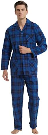 ГЛОБАЛНИ Мъжки Пижамные комплекти от Памучен Фланелевая Пижама с дълъг ръкав отгоре и Отдолу