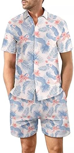 n/a Ежедневните Свободни Ризи, Мъжки Летни Плажни Костюми, Панталони с принтом, Къси ръкави (Цвят: A, Размер: Mcode)