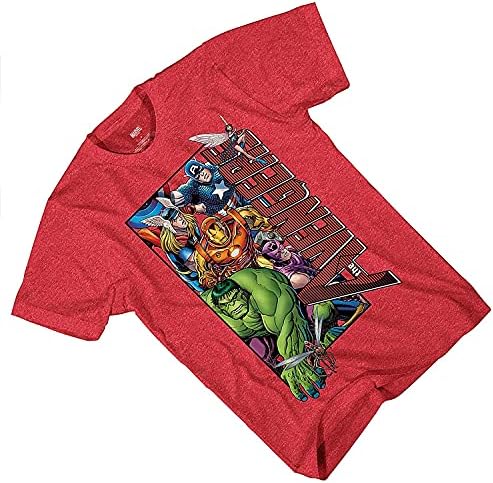Тениска Marvel Boys Comics Отмъстителите - Тениска с Човека-Паяк, с Железен Човек, Капитан Америка и Халком