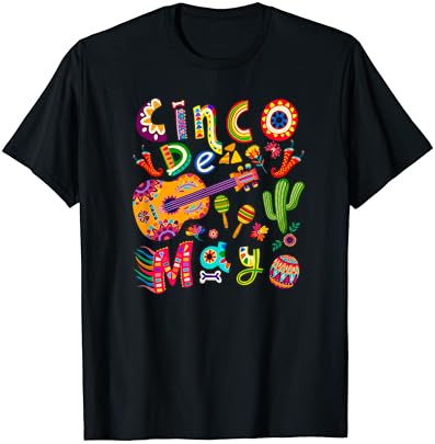 Синко Де Майо Мексиканска Фиеста Готина Тениска С Гитарным Кактусом