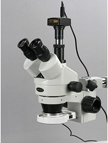 Цифров професионален тринокулярный стереоскопичен увеличение на микроскопа AmScope SM-3TX-54S-9M, окуляры WH10x,