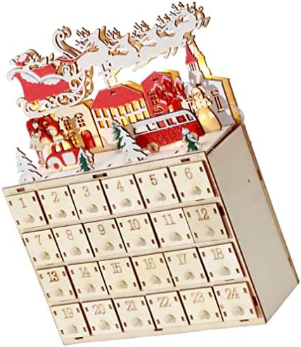 PRETYZOOM Декор Коледната Трапеза Дървена Led Коледно Адвент-Календар за Обратно броене до Коледа Дървена Led Адвент-Календар