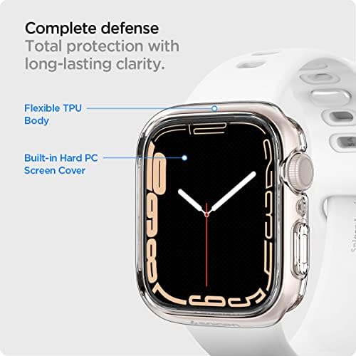 Калъф Spigen Ultra Hybrid Предназначен за Apple Watch с защитно фолио за Apple Watch Серия 7 41 мм - Кристално чист