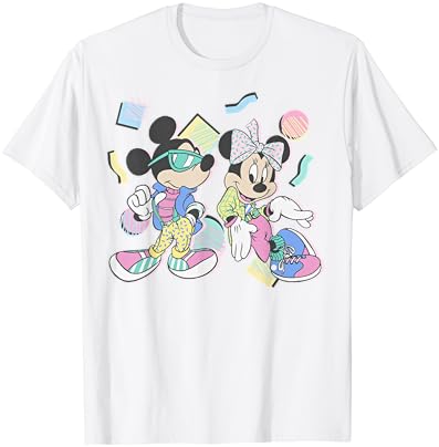 Тениска Disney Mickey And Friends Мики и Мини е в стил ретро от 80-те години