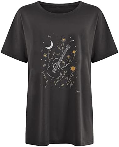 Тениска Дамска Къса Свободна Тениска С Флорални принтом, Тениска с изображение на Луната, Женската Блуза С Полевыми Цветя, Топ