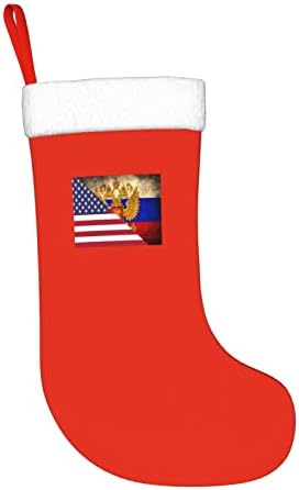 TZT Американски Флаг и Руски Ези Ретро Емблемата на Коледни Чорапи, Коледни Празници Подаръци за семейството Празнични