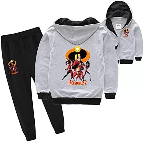 Marcoox / Детски Памучни комплекти дрехи от 2 теми - Невероятни спортни костюми с цип, с качулка, Ежедневни
