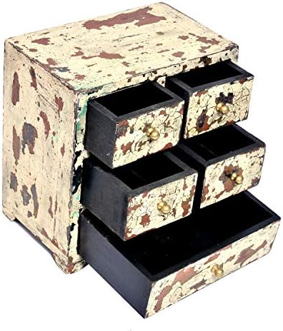 Набор от малки чекмеджета Ръчно рисувани от масивно дърво в Селски стил, включва в себе си 5 чекмеджета с Метални