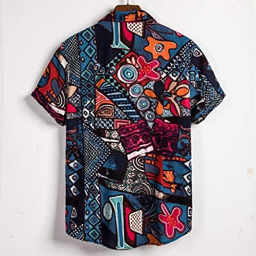 GDJGTA Хавайска Риза за Мъжете, Памучен Бельо Етническа Тениска с Къс Ръкав и Копчета, Ежедневни Блузи С Принтом, Блуза,