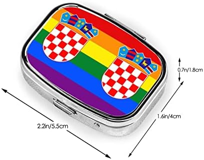 Хърватски Дъгата Флаг Квадратна Мини-Кутия За Хапчета Метален Медицински Органайзер За Пътуване Удобен Преносим