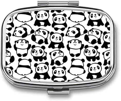 Квадратен Калъф за Хапчета Panda Хапчета Box Метален Калъф за Лекарства, Органайзер за Хапчета за Джоба, Чантата и за Пътуване