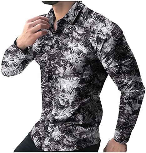 XXBR Мъжки Реколта ежедневни риза с Леопардовым Гавайским принтом, копчета, С дълъг ръкав, Пролетно Памучен Облегающая Комфортна