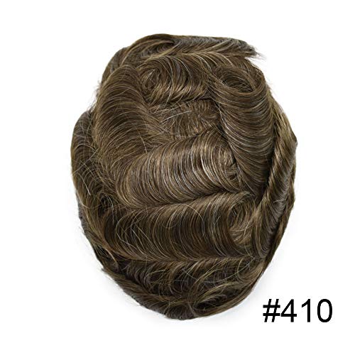 Мъжка перука от човешки косъм, перука от изкуствена кожа V-образни невидими изкуствена коса за коса, 8X10 инча, 0,04-0,06