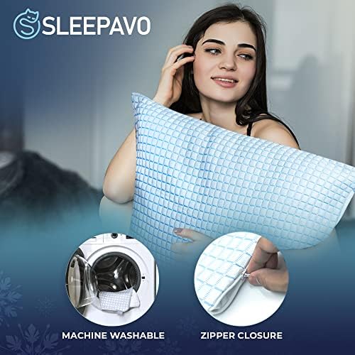 Охлаждаща калъфка Sleepavo Queen Size - Прохладно Калъфка за горещите спящи с мека охлаждаща възглавница с цип,