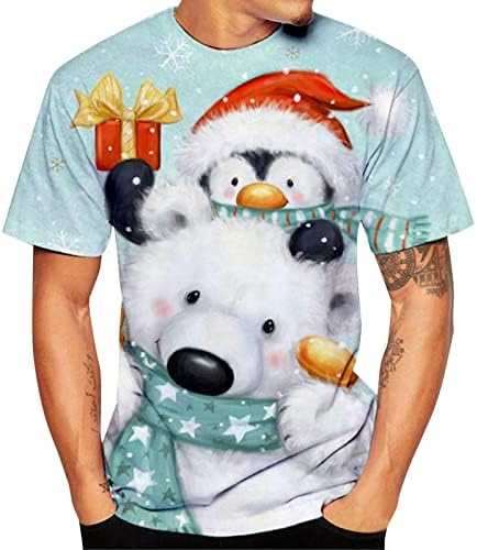 XXBR, Коледни тениски с къс ръкав за мъже, забавни Коледни тениски с кръгло деколте и принтом Дядо Коледа, тренировочная