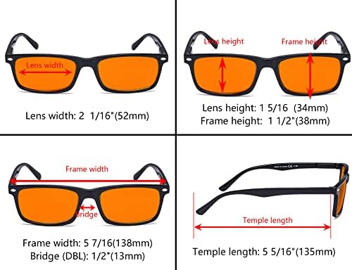 Eyekepper 5 опаковки Компютърни очила Мъжки UV420 Прозрачни Защитни Лещи Син светофильтр За четене Женски Оранжево са Оцветени
