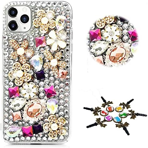 Калъф за телефон STENES Sparkle, съвместим с Samsung Galaxy A21s Case - Стилен - 3D Ръчно изработени, Украсени с цветя, украсени с кристали и диаманти, Дизайнерски калъф -Блинг