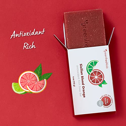 Шоколад сапун Greenfreshlab Sicilian Blood Orange с 85% органични съставки, Овлажняващ сапун за суха и мазна кожа,