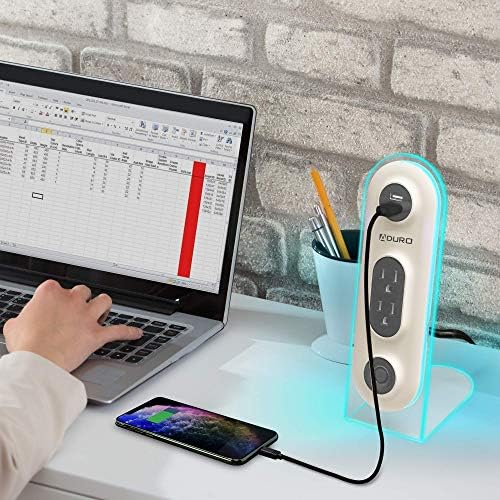 Aduro Dual USB 2 Контакта, удължителен кабел за зареждане на ленти хранене, Настолна Поставка Hub, Черен Комплект с Регулируема