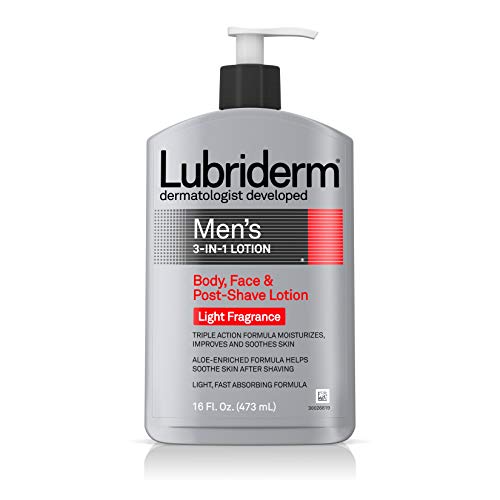 Мъжки лосион Lubriderm 3 в 1, обогатен с успокояващо алое за лице и тяло, Нискомаслено Хидратиращ крем за след бръснене