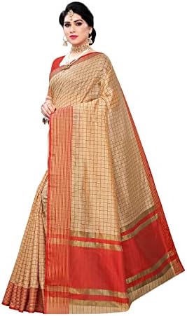 Жена оплетка сари Peegli Saree от памук и художествен коприна 5,91 ярд