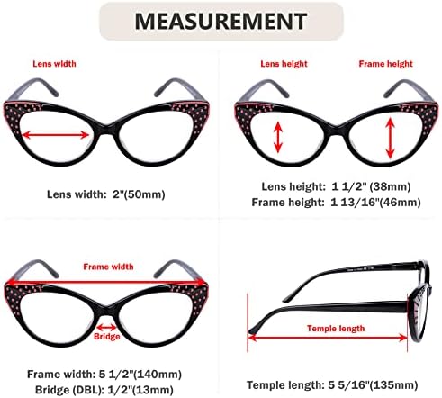 Eyekepper, 5 комплекта очила за четене с кошачьим око, женски ридеры + 2,50