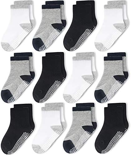 CozyWay/ Нескользящие Чорапи за екипажа за Деца, 12 Чифта за Деца, Детски Нескользящие Чорапи с Дръжки, Памучни Чорапи За