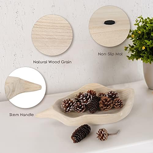 Дървена Декоративна Купа за тесто от дъб за домашен интериор, Дървен Поднос във формата на лист с химикалка, Купа за тесто