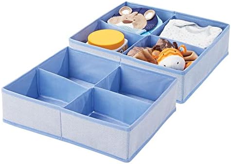mDesign, Органайзер за шкафа и гардероба от мека тъкан, 4 Секции, Разделени кутия за съхранение на неща за бебето / Детска